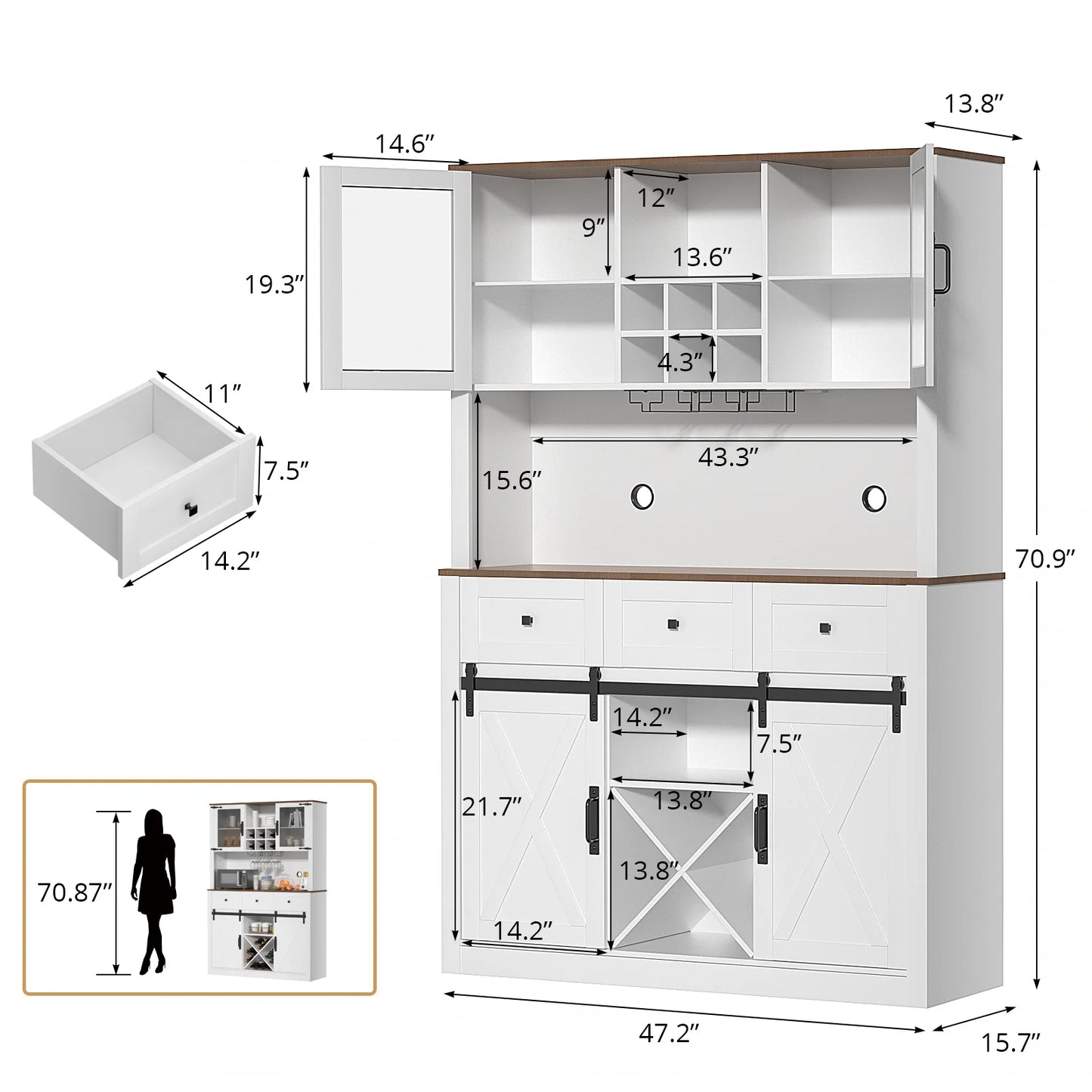 Farmhouse Sideboard Buffet Cabinet