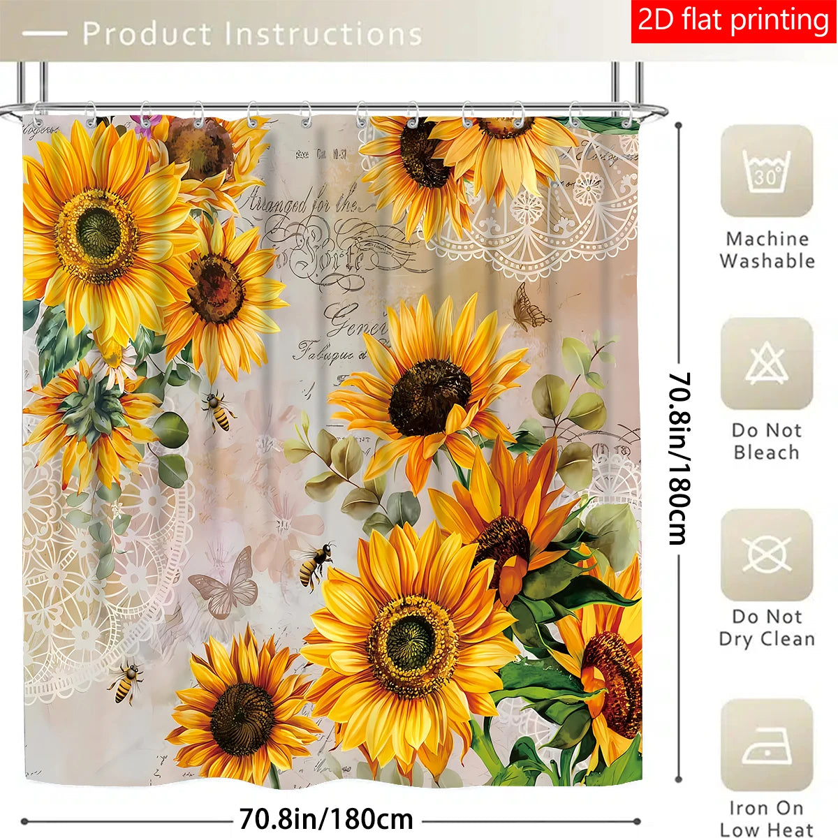 Sunflower Shower Curtain Set