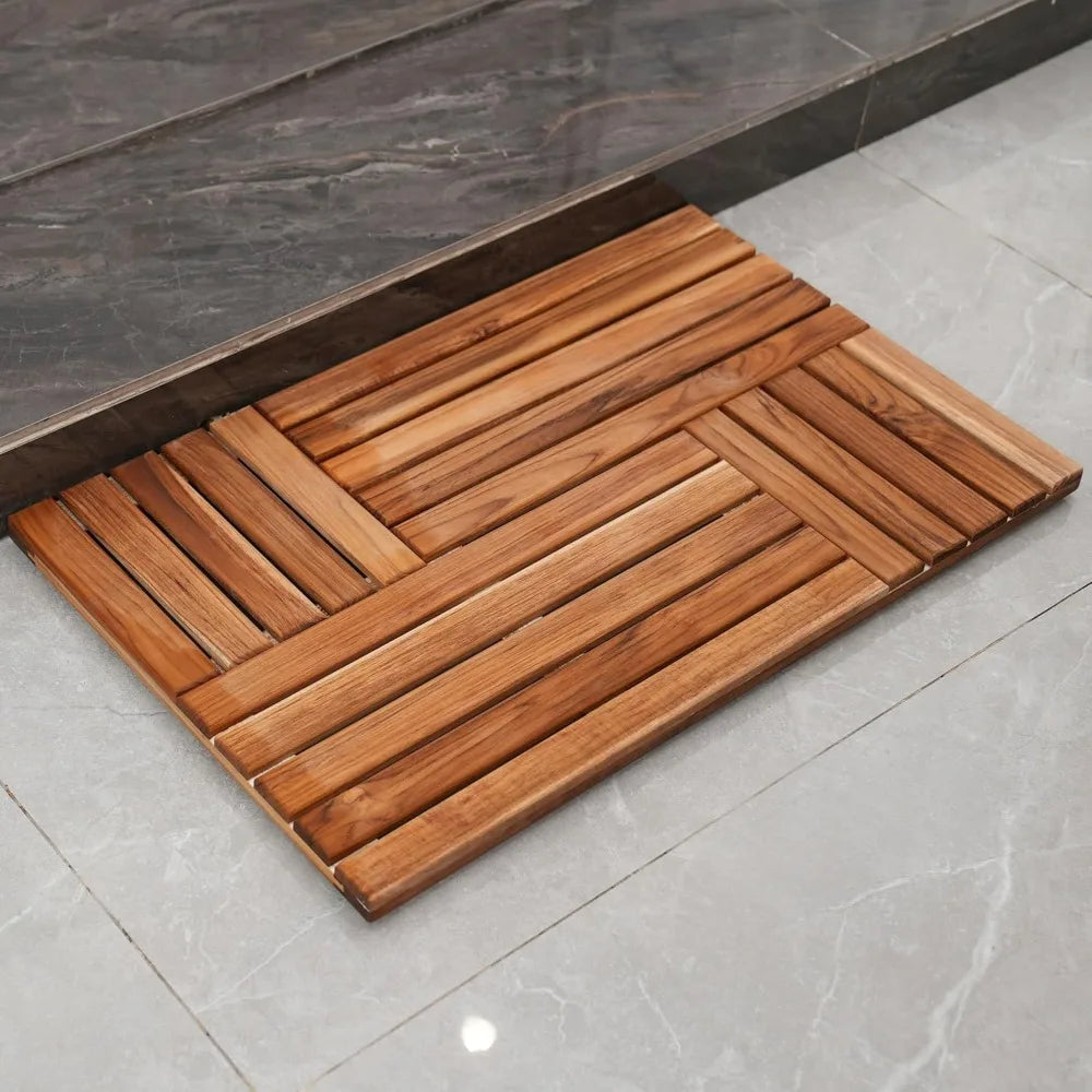 Large Teak Wood Bath Mat