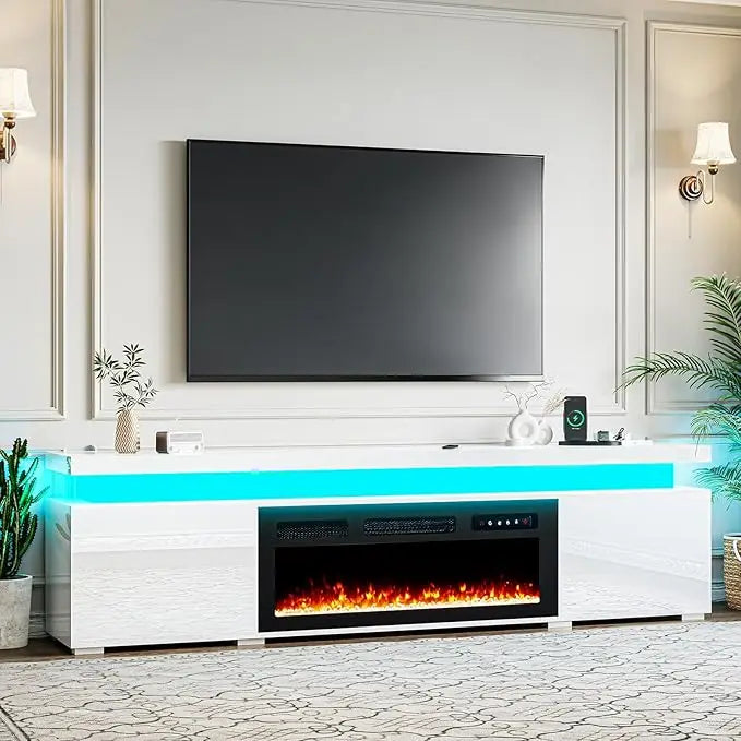 Fireplace TV Stand with LED Lights