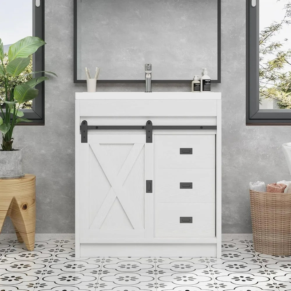 Rustic Barndoor Style Vanity with Sink