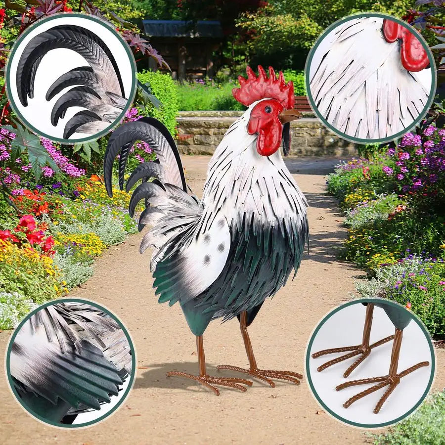 Rooster Metal Garden Statue