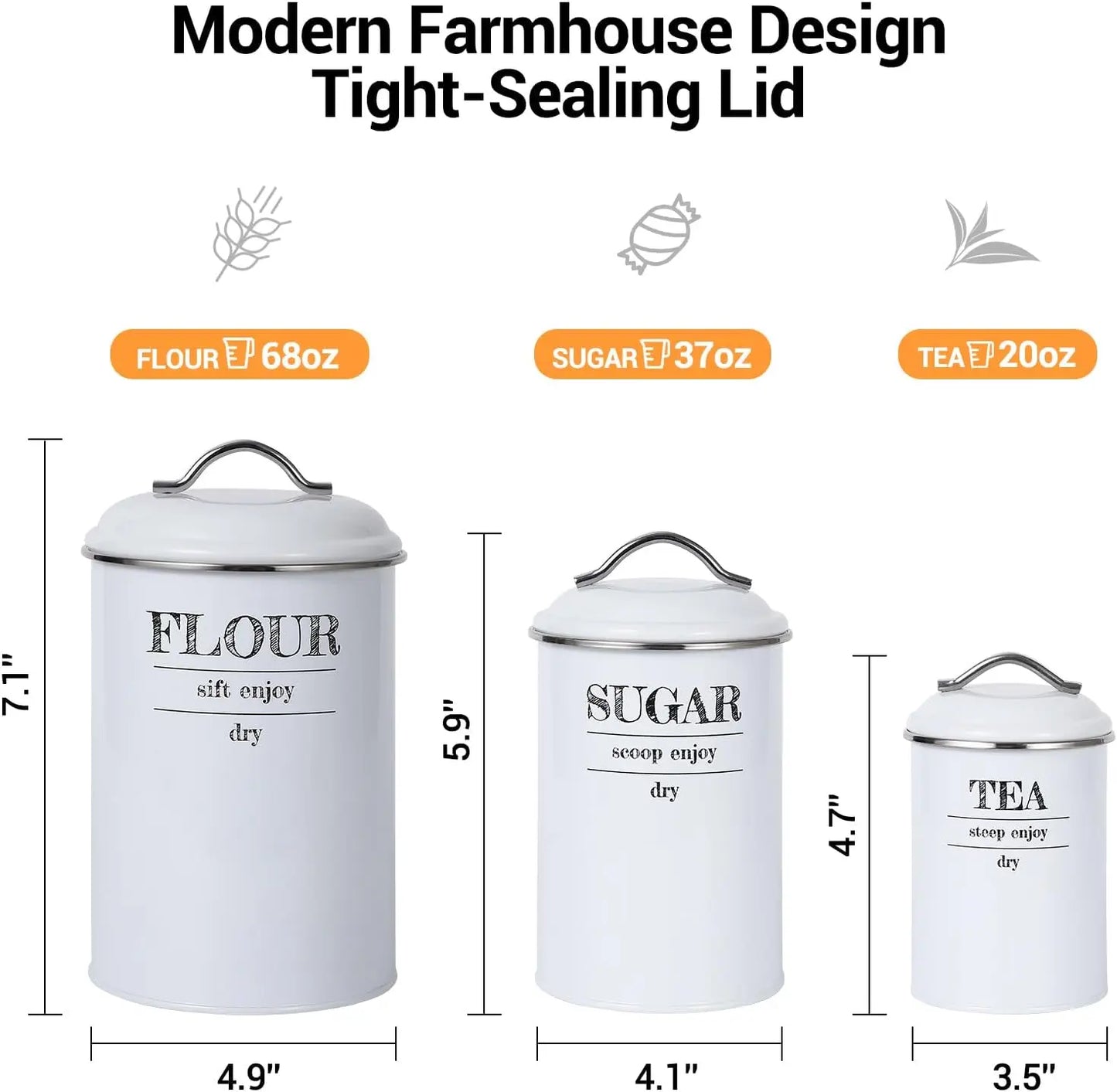 Farmhouse Kitchen Storage Canisters Set with Lids