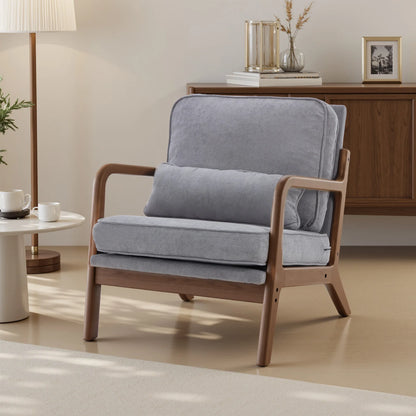 Wooden Frame Accent Chair and Waist Cushion