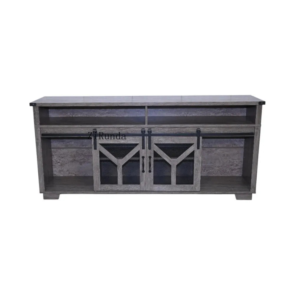 Farmhouse Iron Mesh Barndoor TV Stand