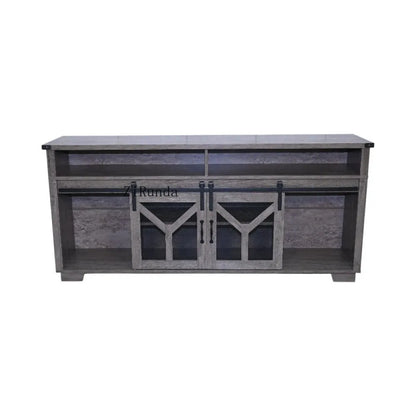 Farmhouse Iron Mesh Barndoor TV Stand