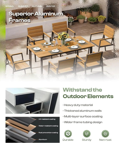 Outdoor Dining Set with Umbrella Hole