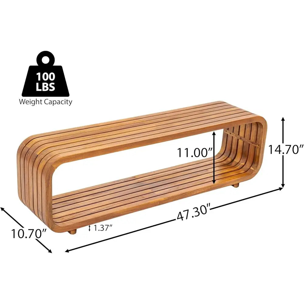 Acacia Wood Patio Coffee Table, Slatted Design