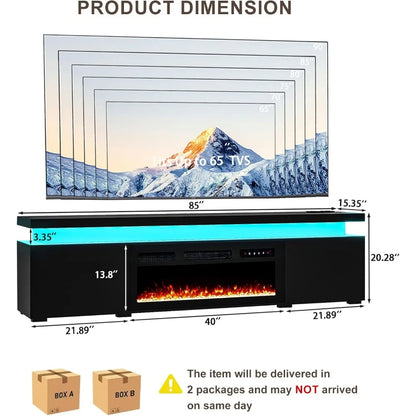 Fireplace TV Stand with LED Lights