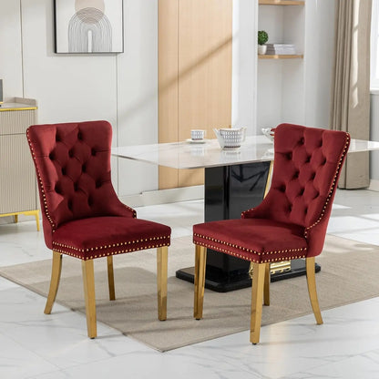 Nailhead Trimmed Dining Chairs Set 2