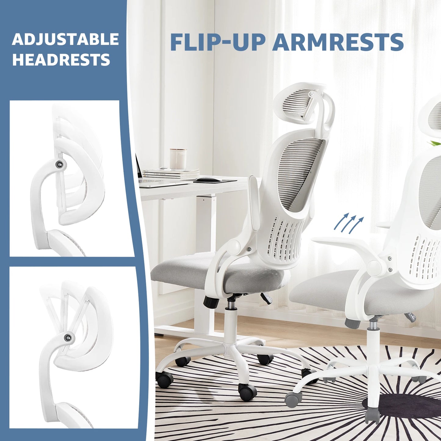 Mesh Office Chair with Flip-up Arms