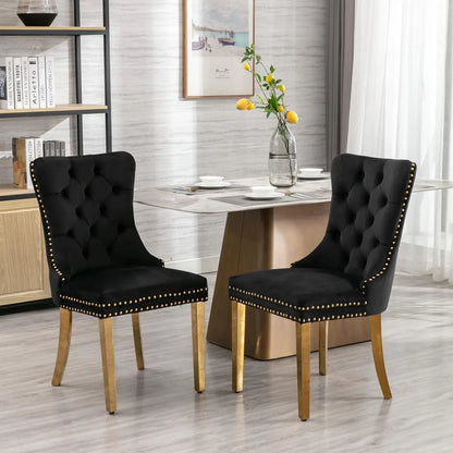 Nailhead Trimmed Dining Chairs Set 2
