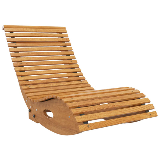Outdoor Rocking Chair W/Teak Slatted Sea
