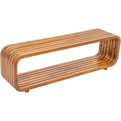 Acacia Wood Patio Coffee Table, Slatted Design