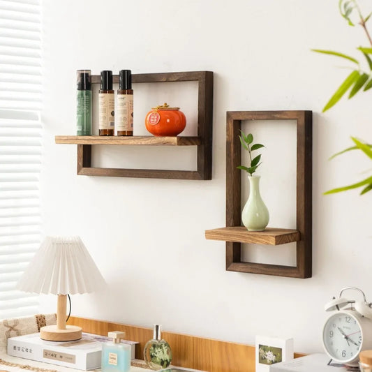 Rustic Farmhouse Hanging Natural Wood Shelves