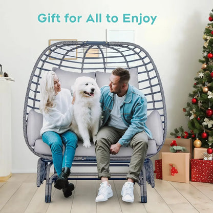 Double Egg Oversized Wicker Glider