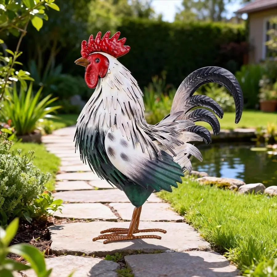 Rooster Metal Garden Statue