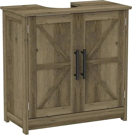 Farmhouse Sink with Barndoor Storage Cabinet