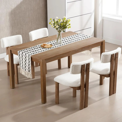 Farmhouse Walnut & Linen Fabric Dining Chair Set