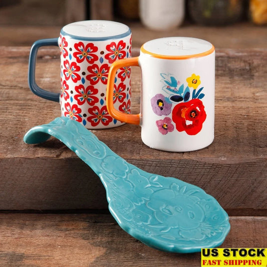 Durable Stoneware Spoon Rest Salt and Pepper Shakers