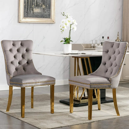 Nailhead Trimmed Dining Chairs Set 2