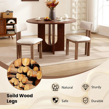 Farmhouse Walnut & Linen Fabric Dining Chair Set
