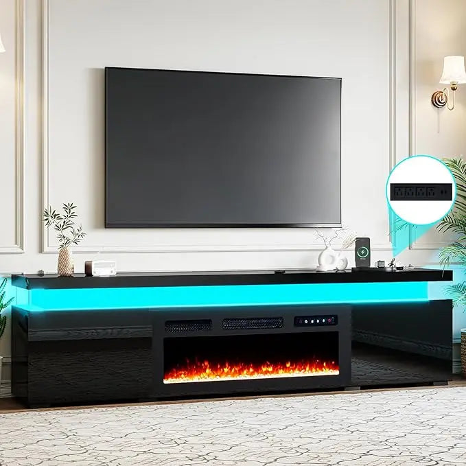 Fireplace TV Stand with LED Lights