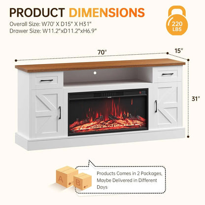 Farmhouse Style Electric Fireplace TV Stand