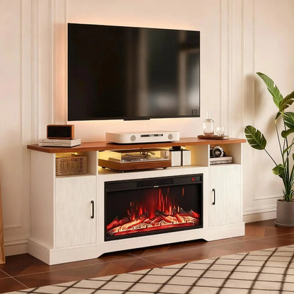 Farmhouse Style Electric Fireplace TV Stand