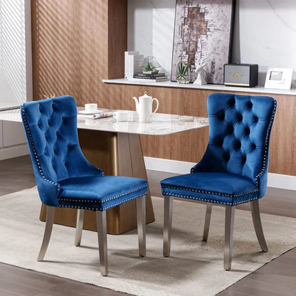 Nailhead Trimmed Dining Chairs Set 2