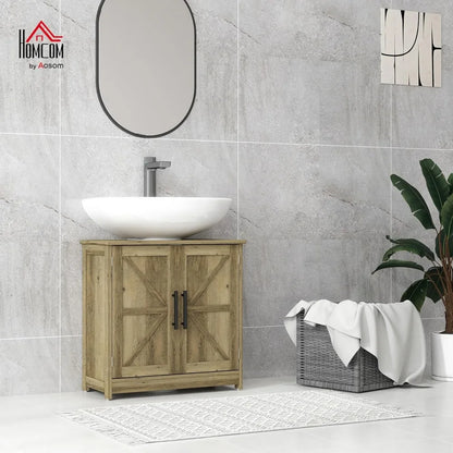Farmhouse Sink with Barndoor Storage Cabinet