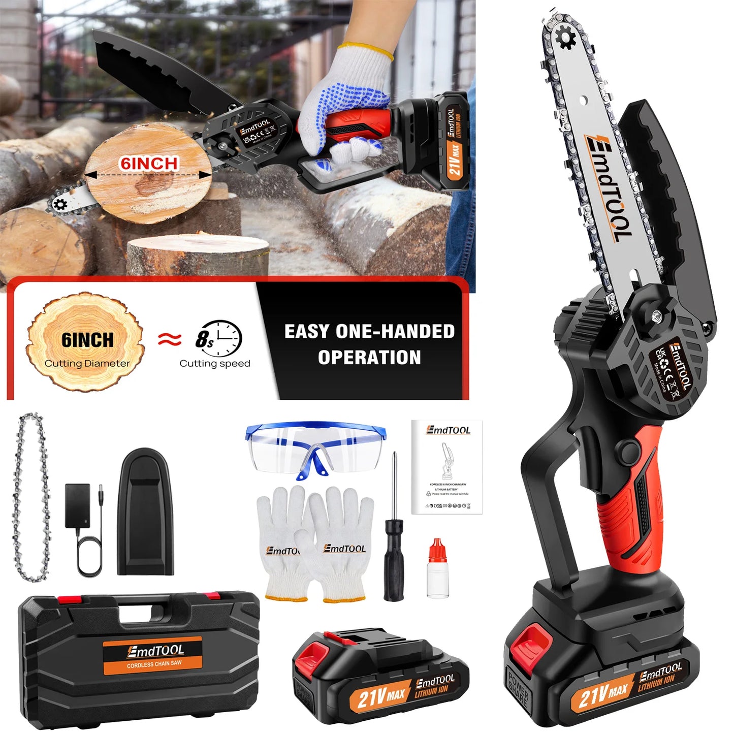 Mini Chainsaw 6 inch Cordless