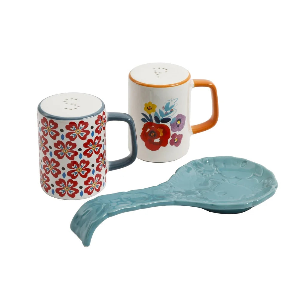Durable Stoneware Spoon Rest Salt and Pepper Shakers