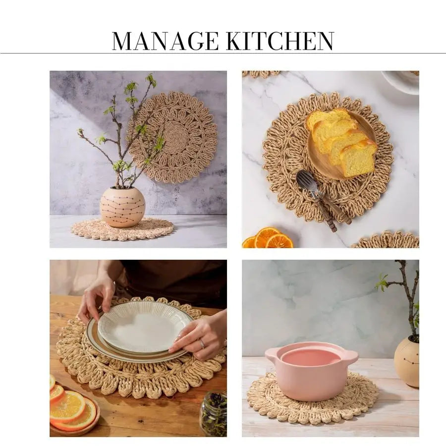 Round Corn Husk Placemats Set