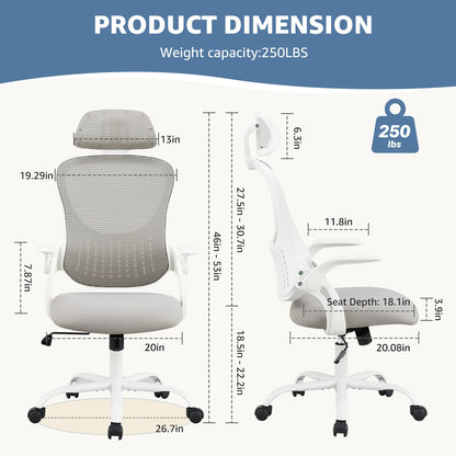Mesh Office Chair with Flip-up Arms