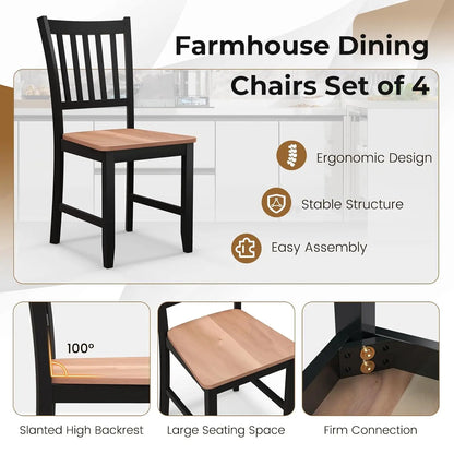 Wooden Farmhouse Dining Chairs Set of 4