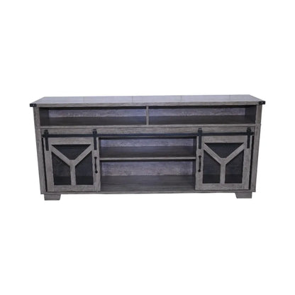 Farmhouse Iron Mesh Barndoor TV Stand
