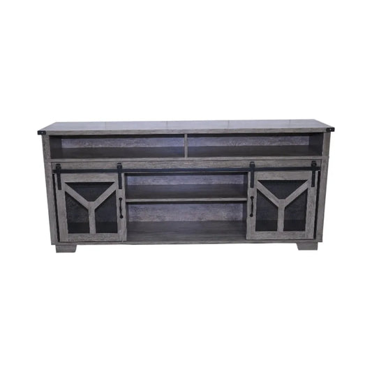 Farmhouse Iron Mesh Barndoor TV Stand