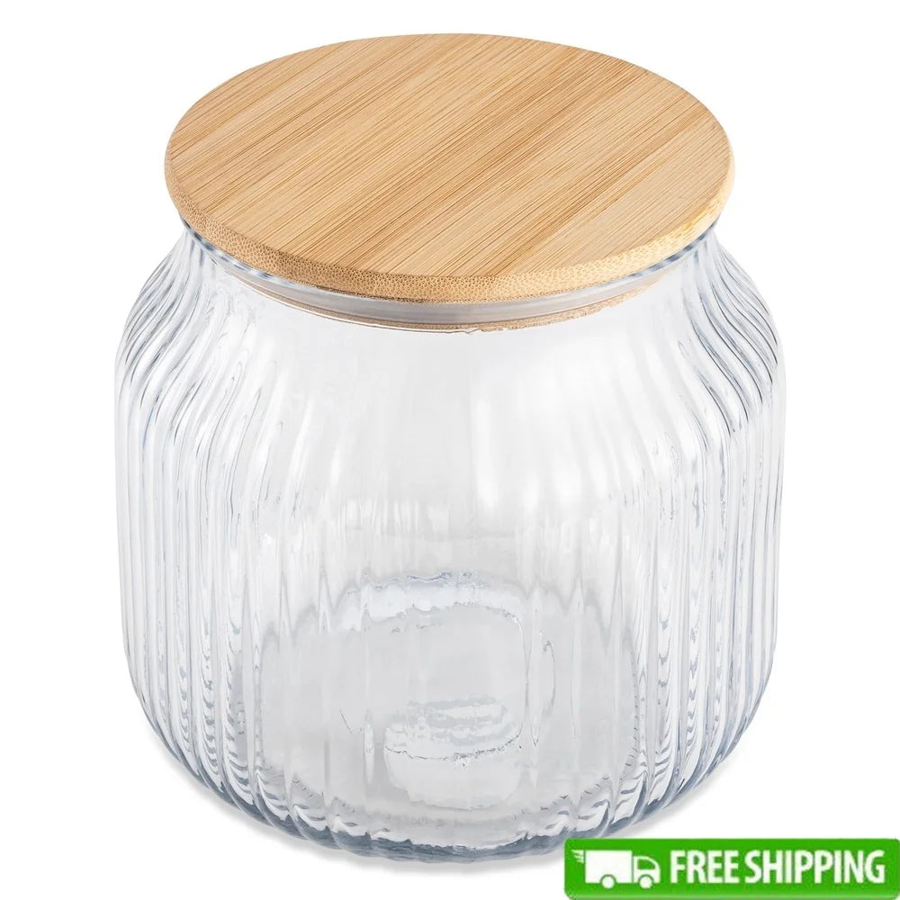 Glass Storage Jar w/ Bamboo Airtight Lid