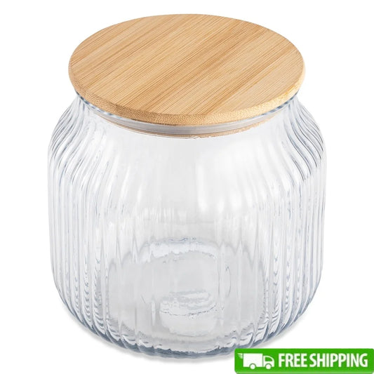 Glass Storage Jar w/ Bamboo Airtight Lid