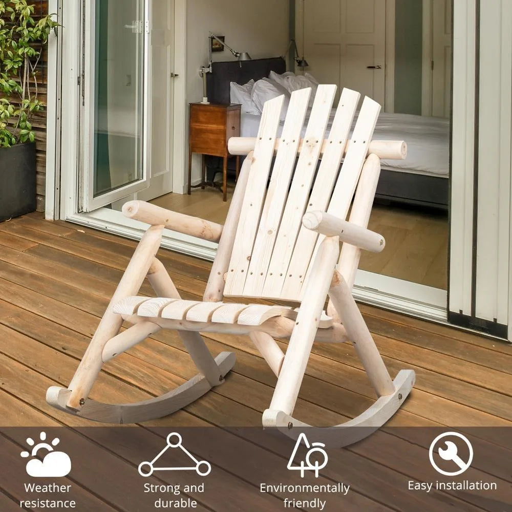 Rocking Chair Indoor/Outdoor Wooden Log Color-