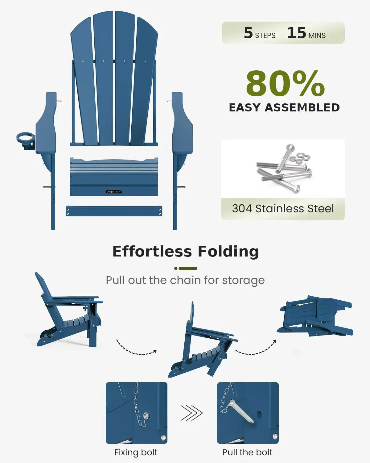 Folding Adirondack chairs and table set
