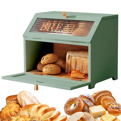 Wooden Double-Layer Bread Box