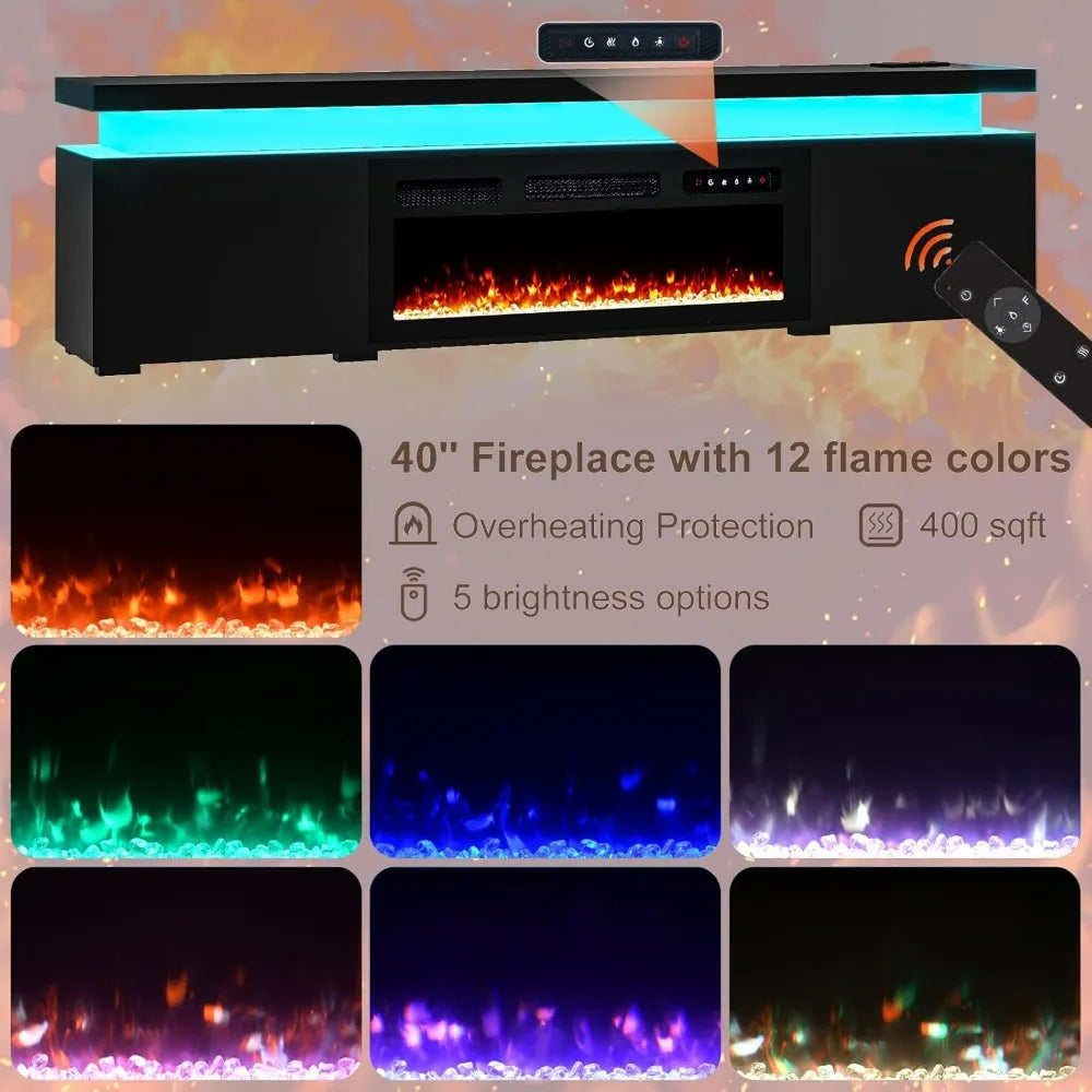 Fireplace TV Stand with LED Lights
