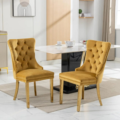 Nailhead Trimmed Dining Chairs Set 2