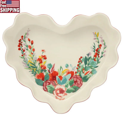 Heart Ruffle Ceramic Pie Pan