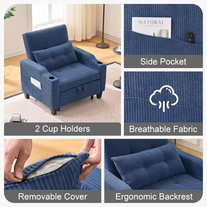 Convertible Sleeper Chair with Adjustable Backrest