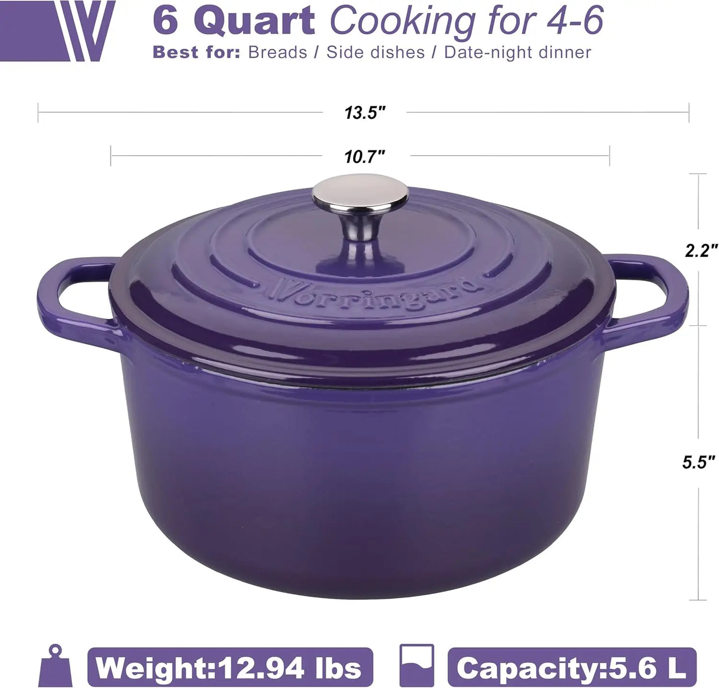 Enameled Cast Iron Dutch Oven with Lid