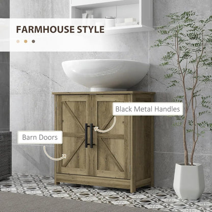 Farmhouse Sink with Barndoor Storage Cabinet