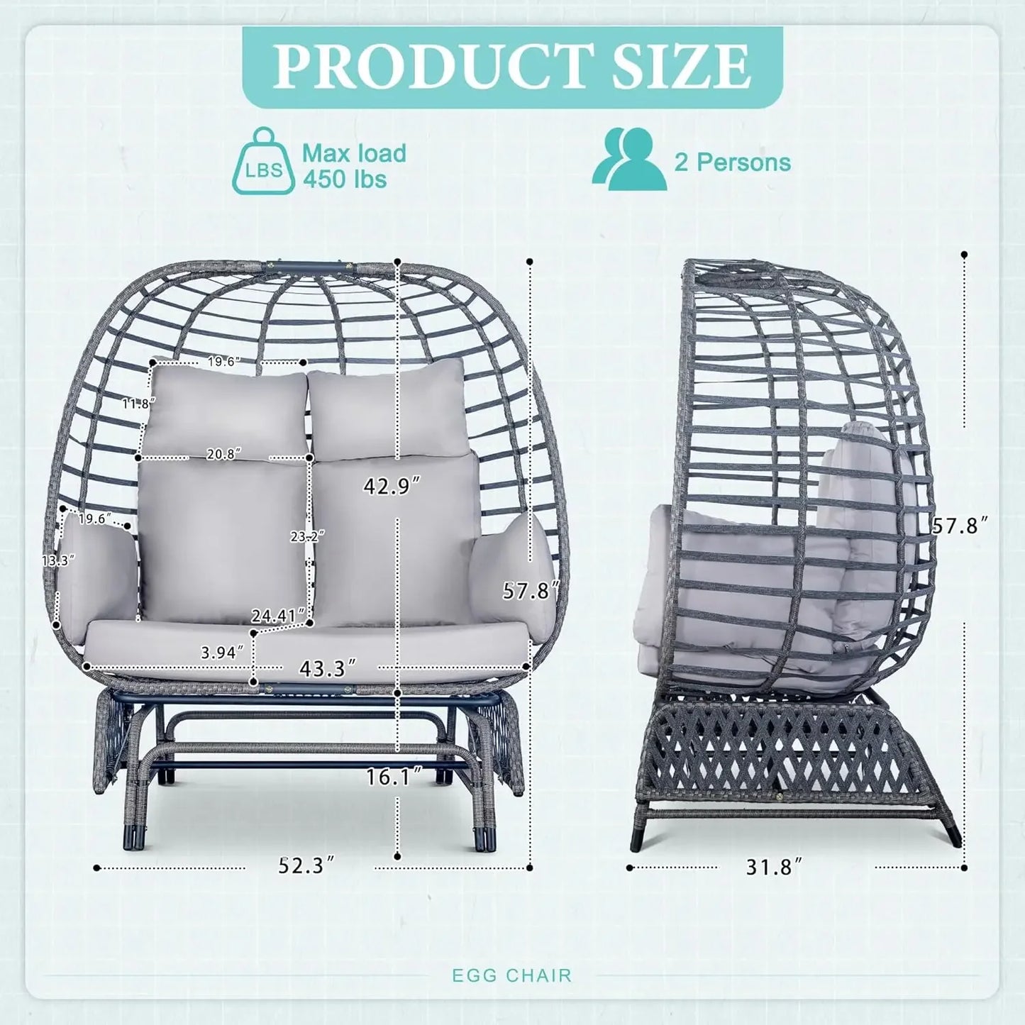 Double Egg Oversized Wicker Glider